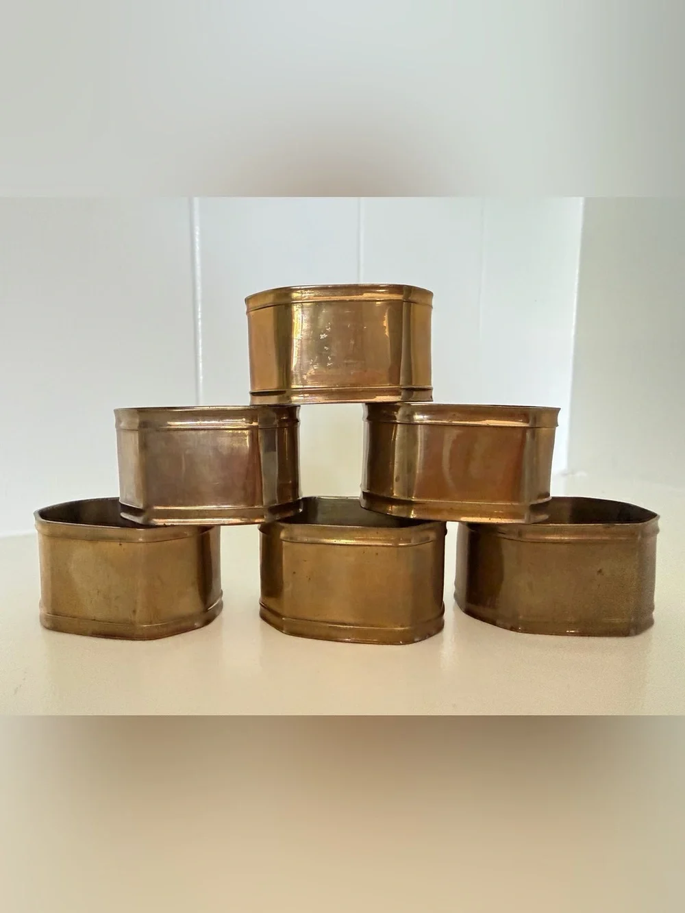 Vintage Brass Copper Anchor‎ Napkin Rings Set of 6 Nautical Coastal